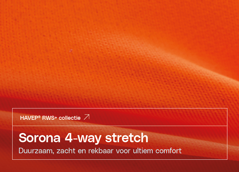 Sorona 4way stretch wordt gebruikt in de RWS collectie van HAVEP